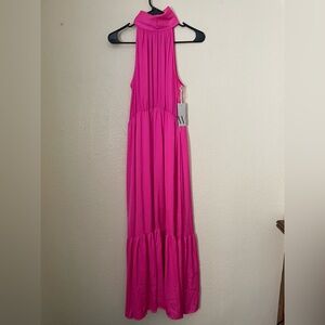 NWT Size PM Elegant Pink Halter Maxi Dress